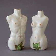 Male and Female Body Ceramic Torso figurine Decorative vase He and she Set