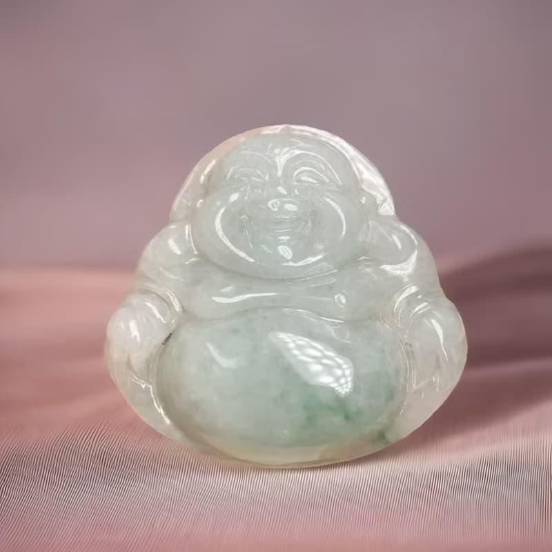 飄花翡翠彌勒佛 | 天然緬甸玉A貨翡翠 | 送禮