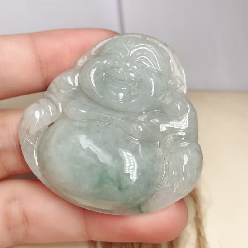 飄花翡翠彌勒佛 | 天然緬甸玉A貨翡翠 | 送禮