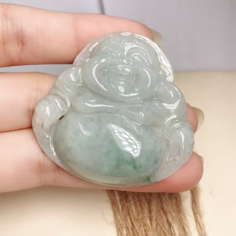 飄花翡翠彌勒佛 | 天然緬甸玉A貨翡翠 | 送禮