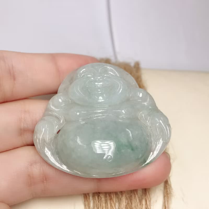 飄花翡翠彌勒佛 | 天然緬甸玉A貨翡翠 | 送禮
