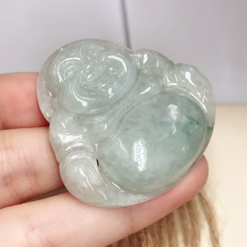 飄花翡翠彌勒佛 | 天然緬甸玉A貨翡翠 | 送禮