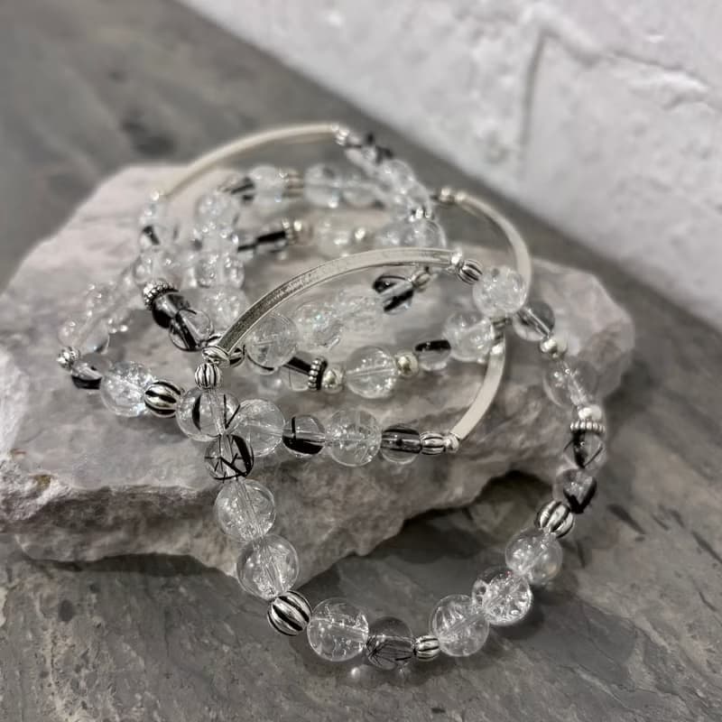 SS&CO | 冰裂白純銀水晶手鍊