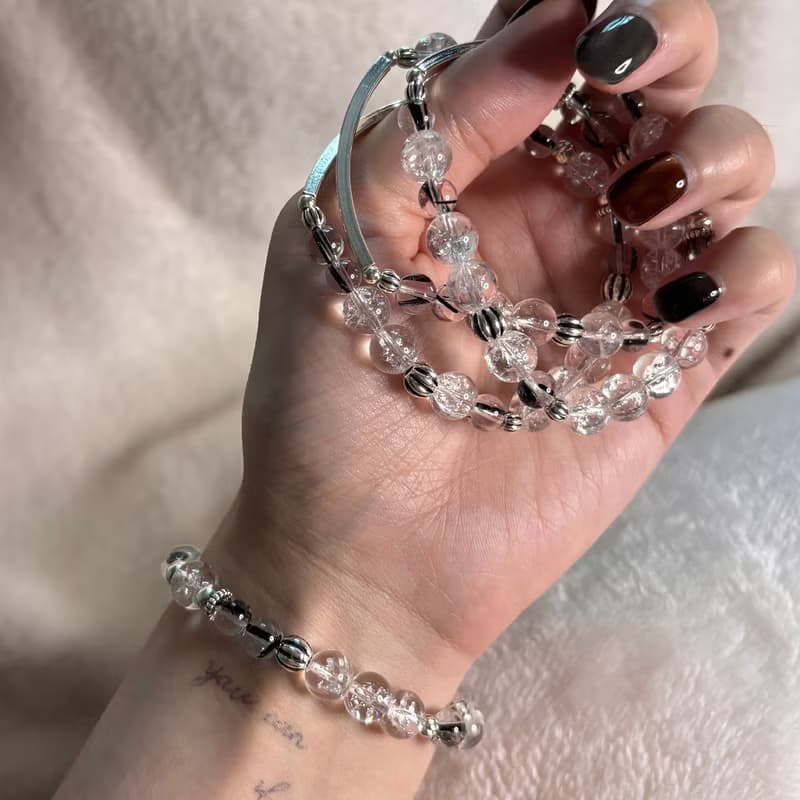 SS&CO | 冰裂白純銀水晶手鍊