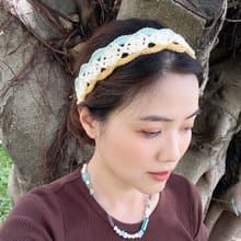 波浪編織髮帶 夏日白