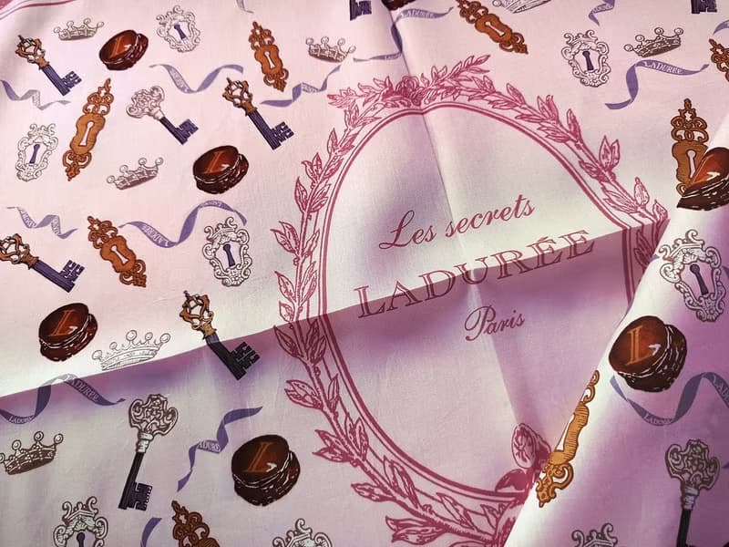 Les Secrets Laduree Paris Macaron Vintage Cotton Silk Scarf 23 x 23 inches