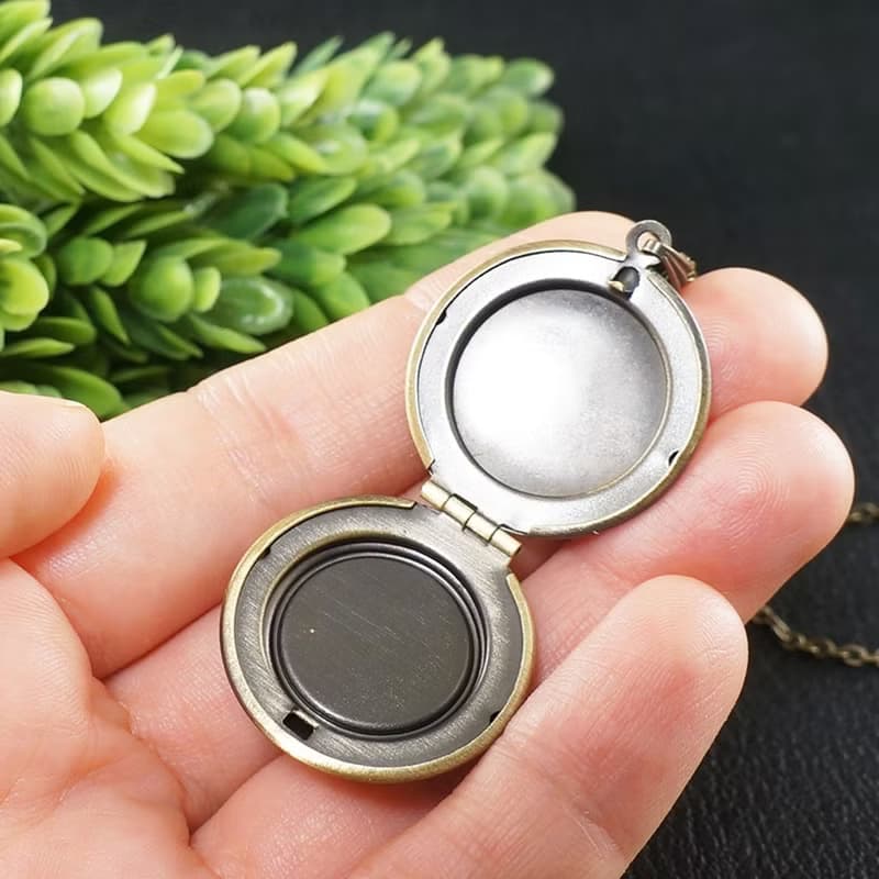 Bottle Green Sea Glass Photo Locket Marine Nautical Pendant Necklace Jewelry