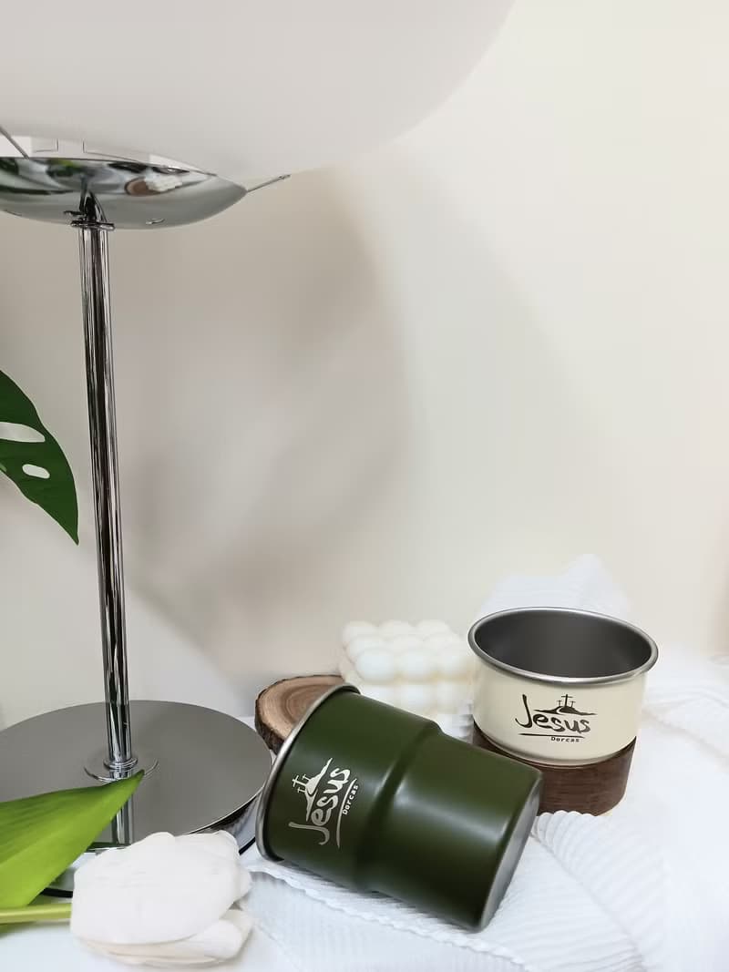304不銹鋼疊杯 附木質防燙杯套 十架恩語咖啡杯 基督教禮品