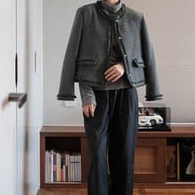 純色小香風 秋冬羊毛短款外套夾克衫女