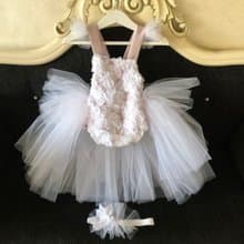 Blush pink and white romper with 3d flowers, headband and shoes for baby girl. i