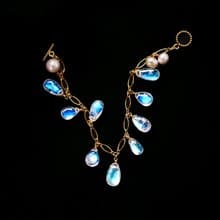 提升直覺 平靜心靈  高冰透體頂級藍暈天然月光石 不規則手鍊