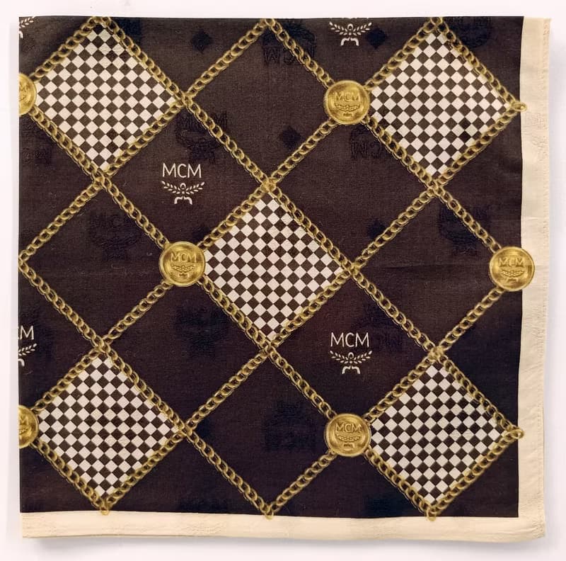 MCM Vintage Handkerchief Pocket Square Gold Chain Gift for Men18.5 x 18.5 inches