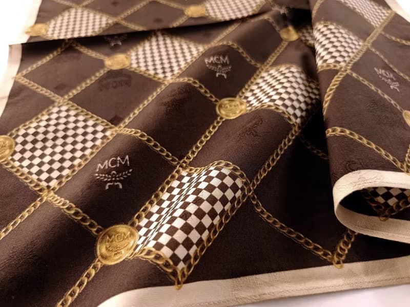 MCM Vintage Handkerchief Pocket Square Gold Chain Gift for Men18.5 x 18.5 inches