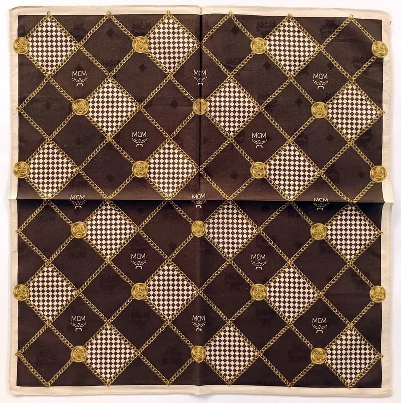 MCM Vintage Handkerchief Pocket Square Gold Chain Gift for Men18.5 x 18.5 inches