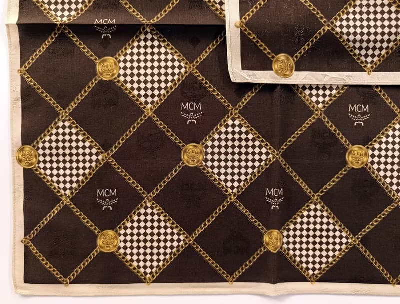 MCM Vintage Handkerchief Pocket Square Gold Chain Gift for Men18.5 x 18.5 inches