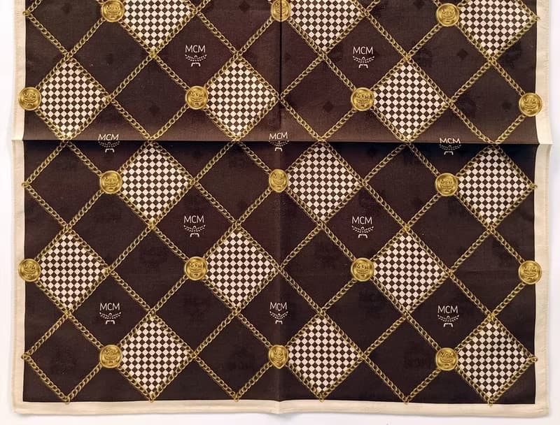 MCM Vintage Handkerchief Pocket Square Gold Chain Gift for Men18.5 x 18.5 inches
