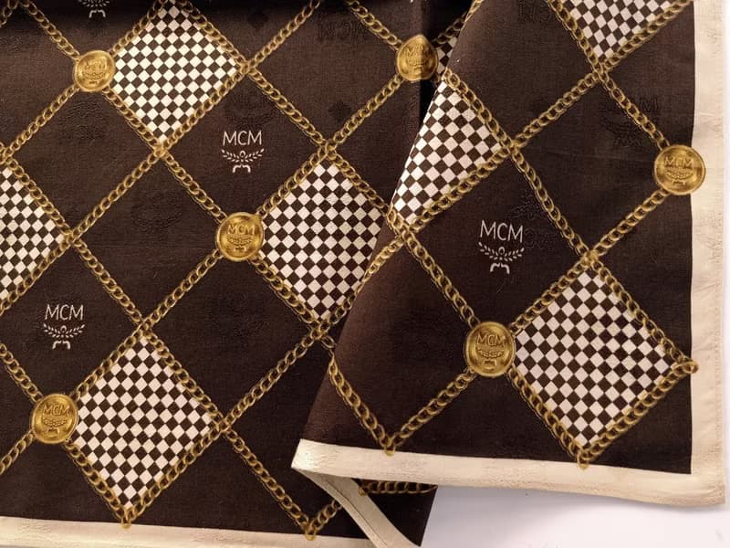 MCM Vintage Handkerchief Pocket Square Gold Chain Gift for Men18.5 x 18.5 inches