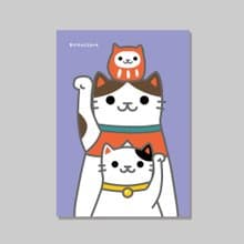 原創A3海報/三疊招財貓_達摩花貓V2/設計/貓咪/裝飾畫