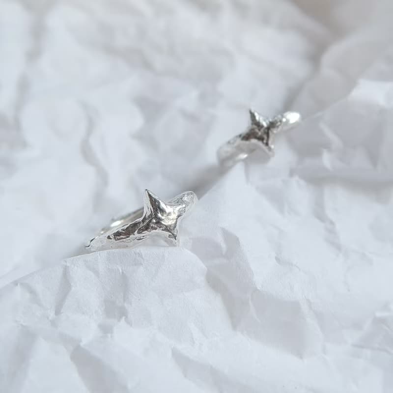 925純銀 光芒 星星 熔岩 易扣 耳環 耳夾 免費送禮包裝