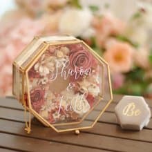 【結婚禮物】八邊形結婚對戒盒 求婚戒指盒 燙金 不凋花盒