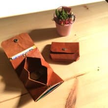 特殊真皮野生鹿皮零卡包-經典棕咖 錢包 零錢包 卡片包 短夾