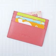 Coral Pink Cow Leather Card Holder