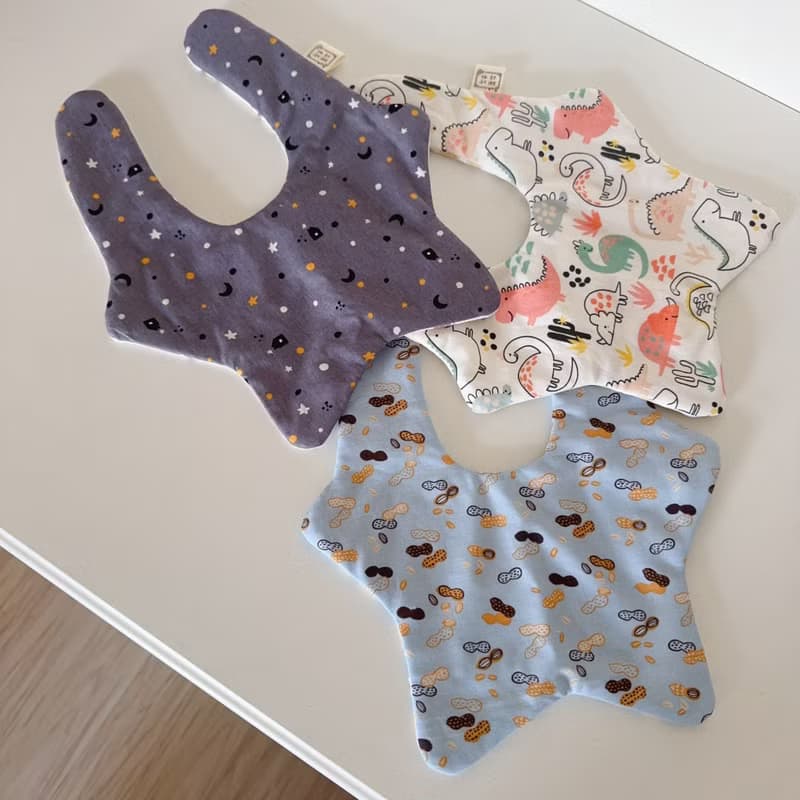 圍兜六層紗星兜三入組 口水巾 彌月禮盒 滿月禮