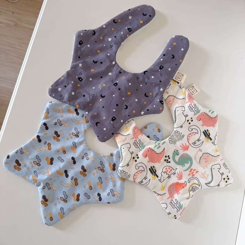 圍兜六層紗星兜三入組 口水巾 彌月禮盒 滿月禮