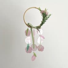 PRE-MADE | Flower Shop Carnation Wreath-Pink_M | Shell Wind Chime Mobile|#1-0314