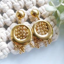 Vintage Jewelry 西洋古董飾品 金色調 環圈小流蘇 針式耳環