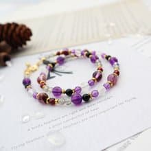 創傷療癒/智慧理性/擁有貴人緣│紫水晶-紫幽靈-拉長石│黃銅手鍊