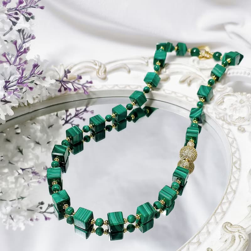 頂級孔雀石 收藏級 天圓地方 天人合一 3圈手鍊項鍊2用 單品 禮物