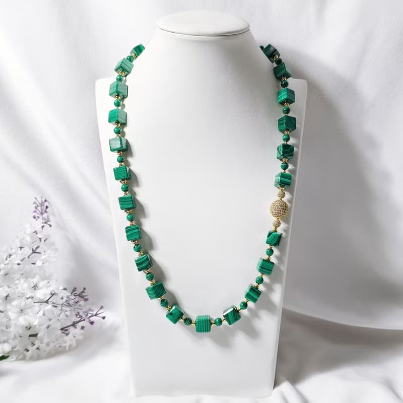 頂級孔雀石 收藏級 天圓地方 天人合一 3圈手鍊項鍊2用 單品 禮物