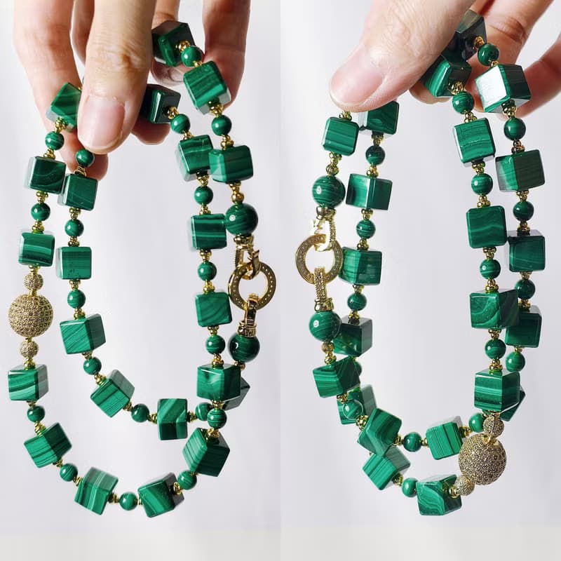 頂級孔雀石 收藏級 天圓地方 天人合一 3圈手鍊項鍊2用 單品 禮物