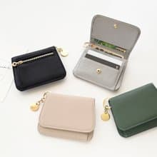 チャーム付き ミニウォレット 【 本革 ニュアンス 名入れ 】 財布 スキミング防止 コンパクト 文字入れ HR57U