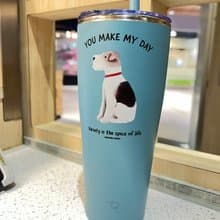 Wirefoxterrier 剛毛獵狐梗象印吸管杯890ml 等待 湖光綠