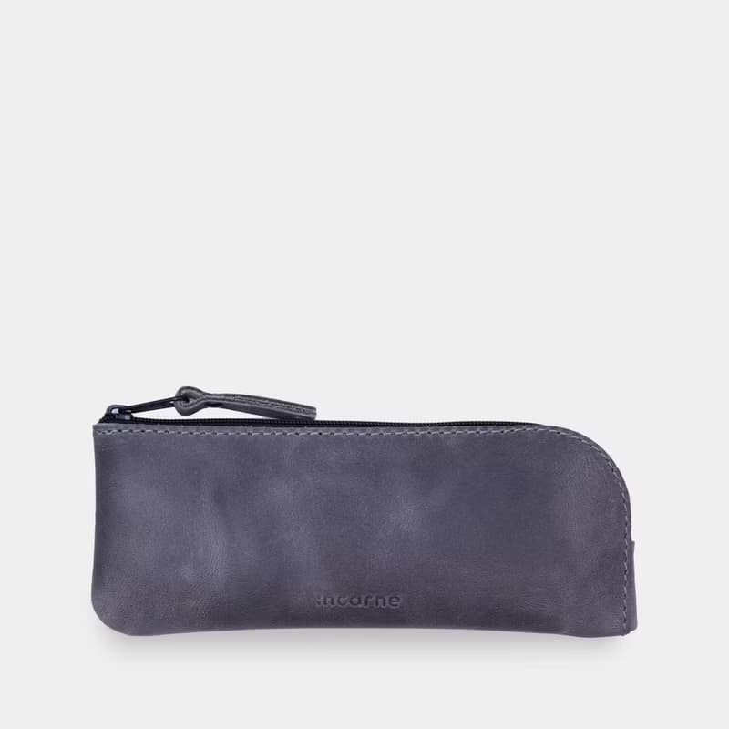 灰色真皮眼鏡盒 – 時尚皮革配件禮品