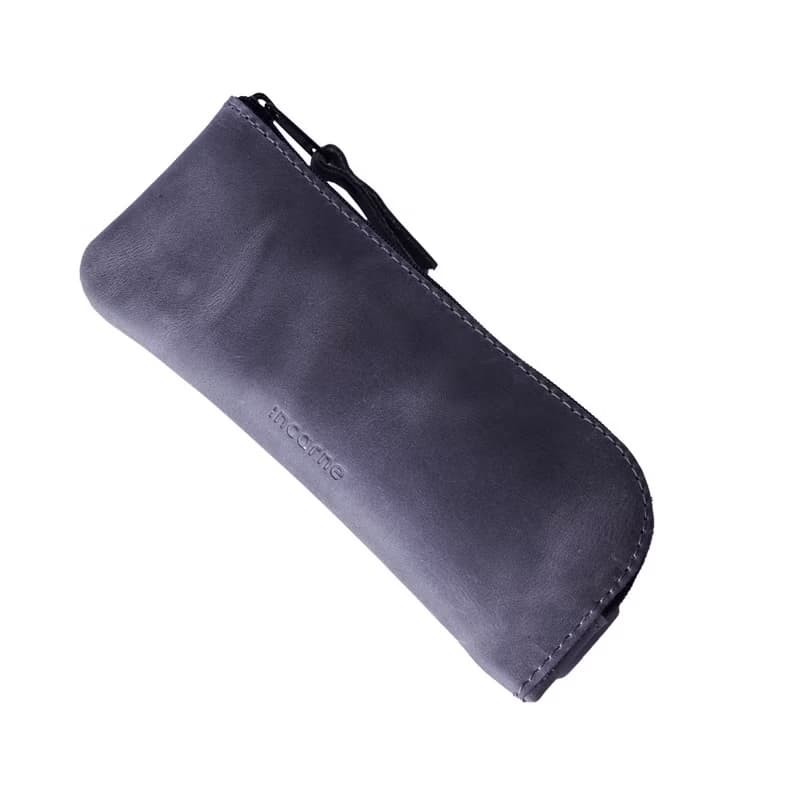 灰色真皮眼鏡盒 – 時尚皮革配件禮品