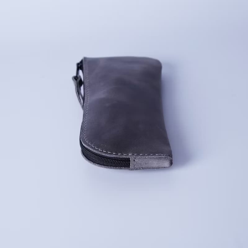 灰色真皮眼鏡盒 – 時尚皮革配件禮品