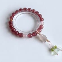 寶石系 天然礦石 草莓晶 荔枝凍 925純銀 手鍊