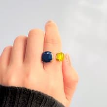 Lapis Lazuli & Yellow Prehnite  Ring【gift box】
