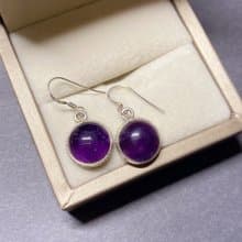 天然 紫水晶 耳飾 耳墜 手工製 925純銀