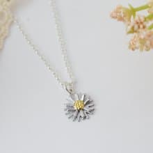 春天的小雛菊 | 純銀項鍊 K金 白K 女款 花朵 手工銀飾