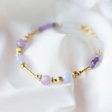 香氣。藍紋瑪瑙 紫水晶 蛋白石 14K包金 水晶/天然石 手鍊