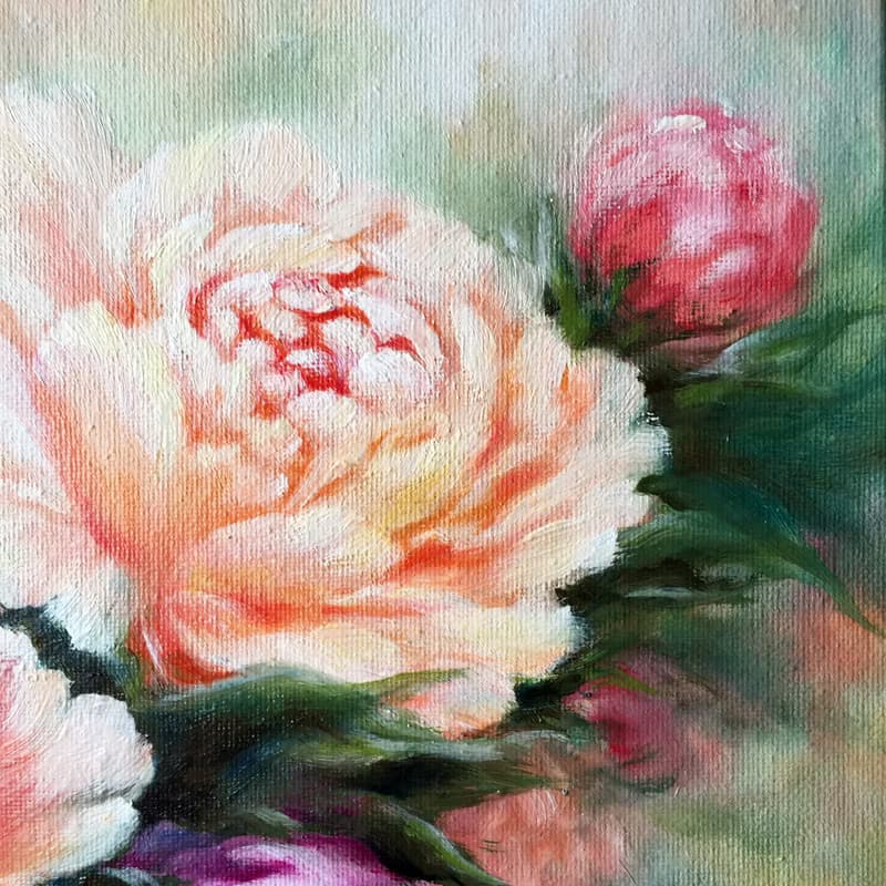 【牡丹】花卉原作油畫 | 紅粉紫花束浪漫居家裝飾 | 富貴花開