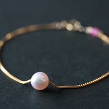 あこや真珠 べネチアンブレスレット　Akoya Pearl box chain bracelet