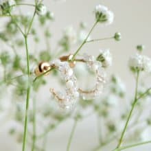 14KGF 赫基蒙水晶×白貝 天然石耳環 圈圈耳釘耳夾耳骨夾