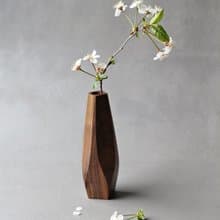 Wavy wood vase, minimalist flower vase