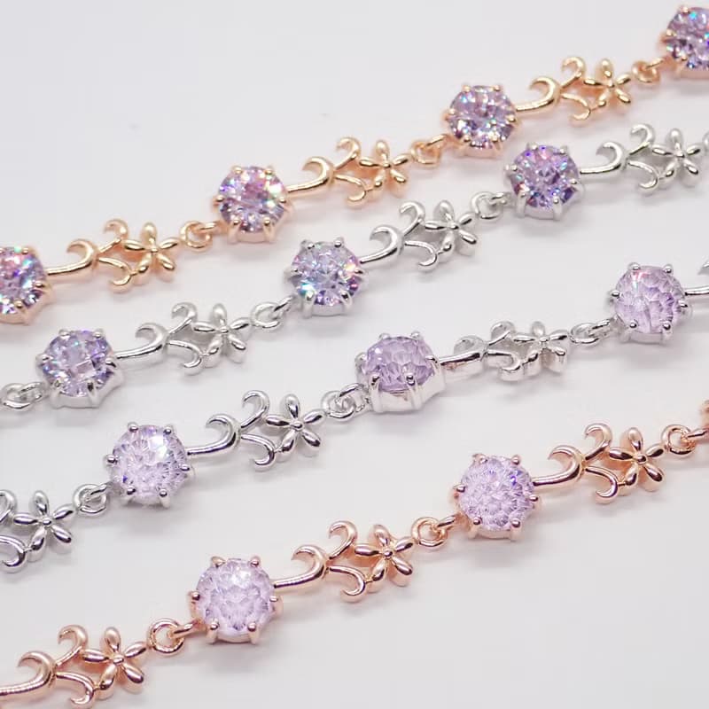 【比法一生】純銀手鍊—紫嬌花 925銀手工飾品