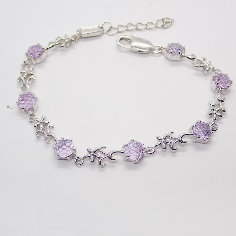 【比法一生】純銀手鍊—紫嬌花 925銀手工飾品